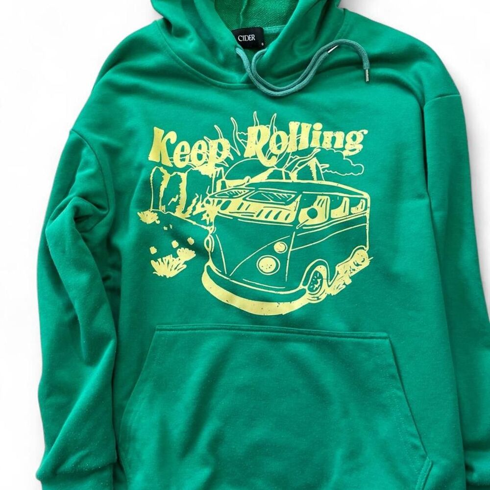 Cider Men's Green and Yellow Hoodie
